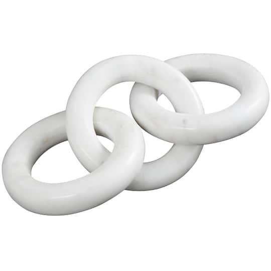 10" White Marble 3 Link Chain Sculpture Décor